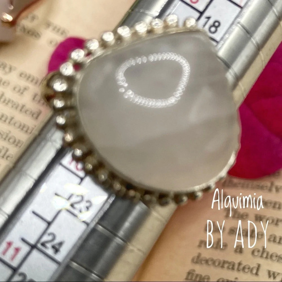 Pink Quartz  raindrop silver gem ring - Picture 3 of 3